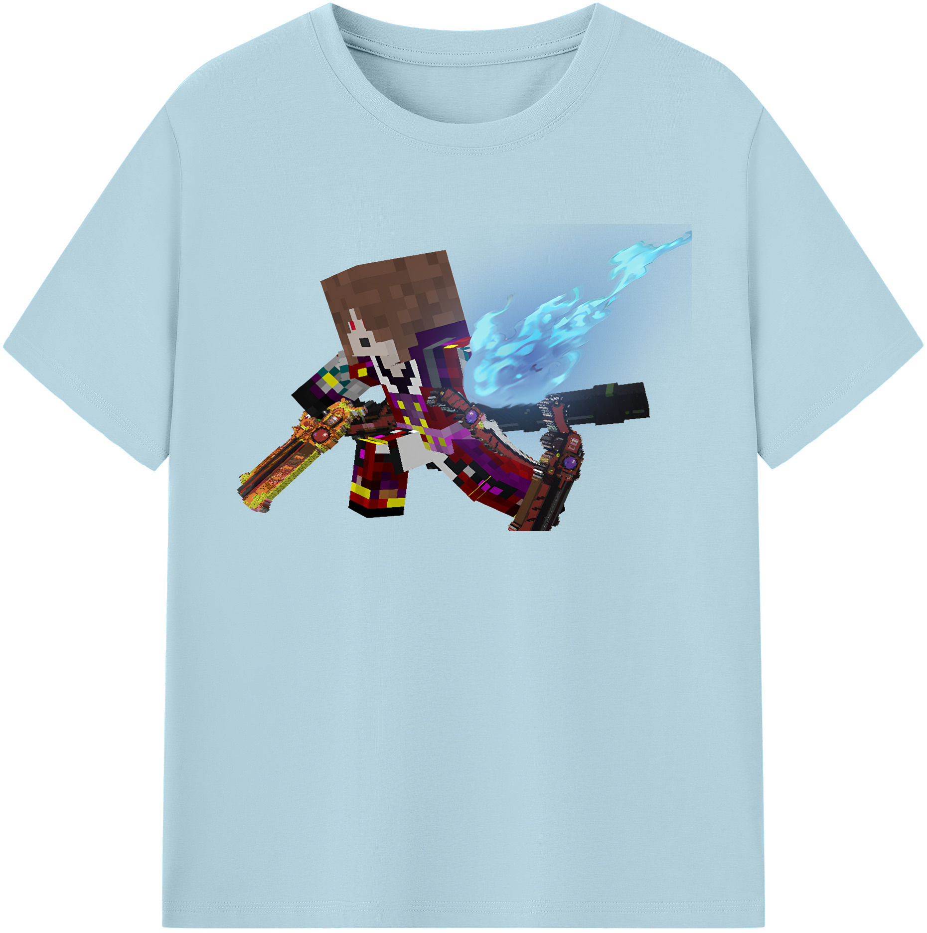 （画像用） マインクラフト ブロックの世界 Minecraft MC Block world 綿100％半袖Tシャツ（フロントプリント）